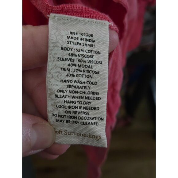 Soft Surroundings Embroidered V-Neck Tunic Top Size M Lagenlook Coastal Sheer - Picture 10 of 11